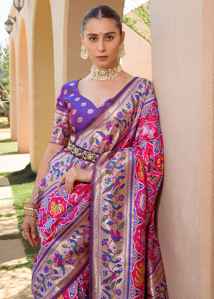 Pink Dupion Silk Saree With Blouse Piece - Indian Silk House Agencies