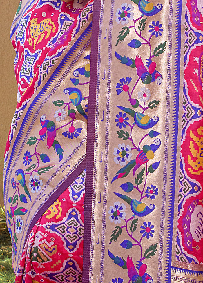 Pink Dupion Silk Saree With Blouse Piece - Indian Silk House Agencies