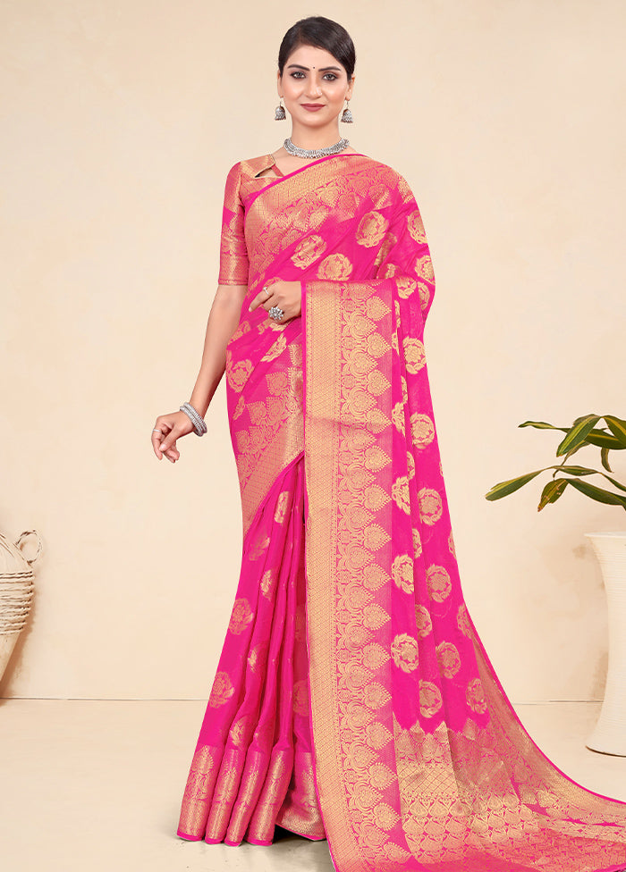 Pink Spun Silk Saree With Blouse Piece - Indian Silk House Agencies