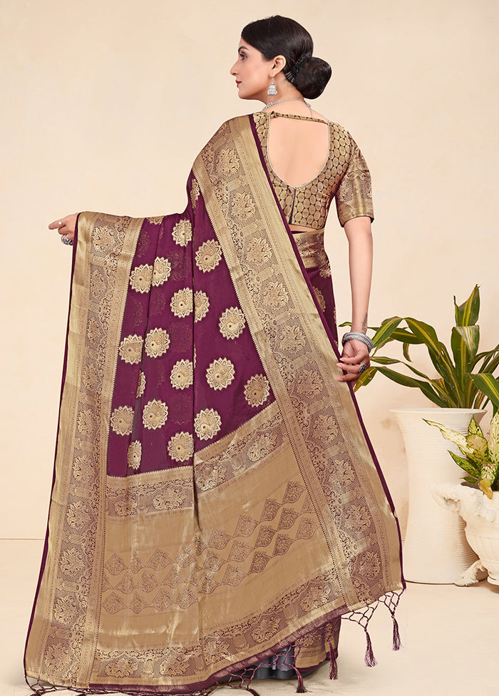 Wine Spun Silk Saree With Blouse Piece - Indian Silk House Agencies