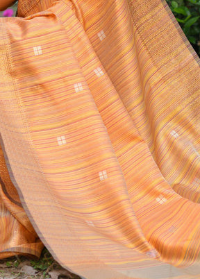 Orange Dupion Silk Saree With Blouse Piece - Indian Silk House Agencies