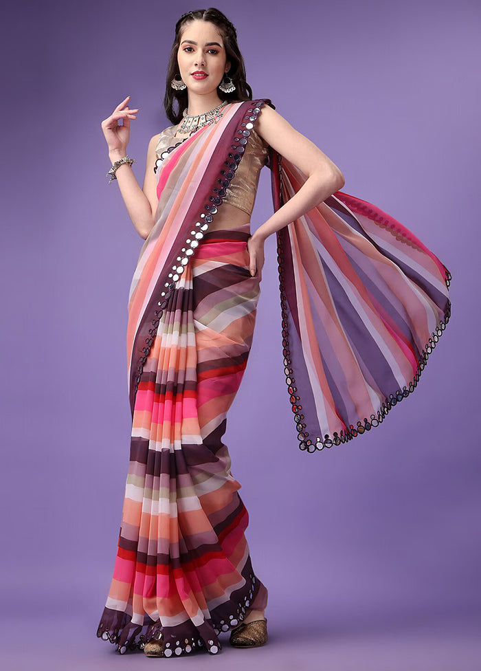 Multicolor Georgette Saree With Blouse Piece - Indian Silk House Agencies