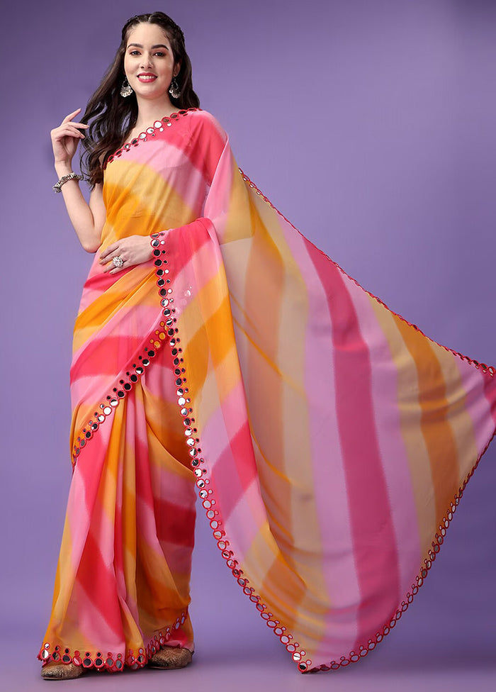 Pink Georgette Saree With Blouse Piece - Indian Silk House Agencies