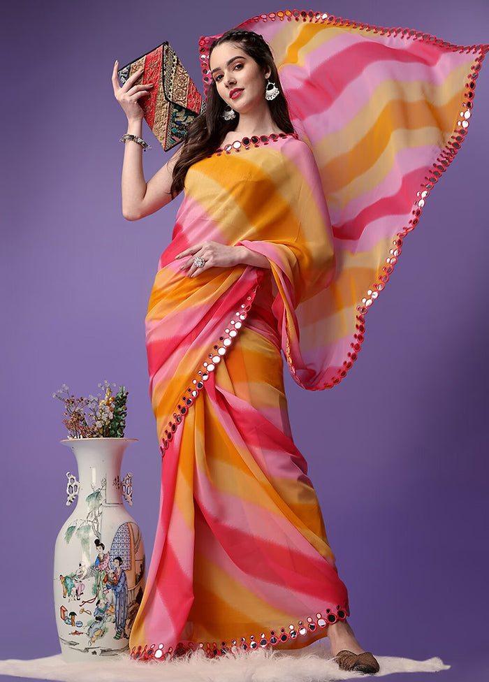 Pink Georgette Saree With Blouse Piece - Indian Silk House Agencies