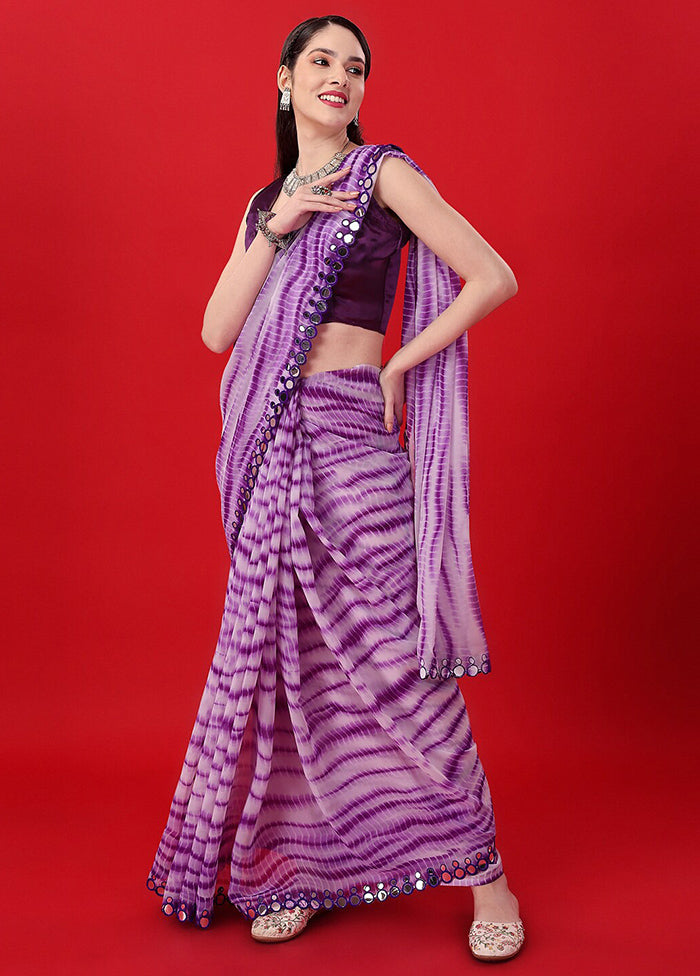 Purple Georgette Saree With Blouse Piece - Indian Silk House Agencies