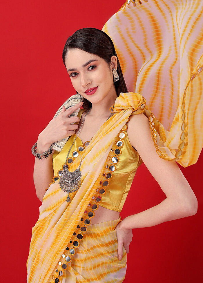 Yellow Georgette Saree With Blouse Piece - Indian Silk House Agencies