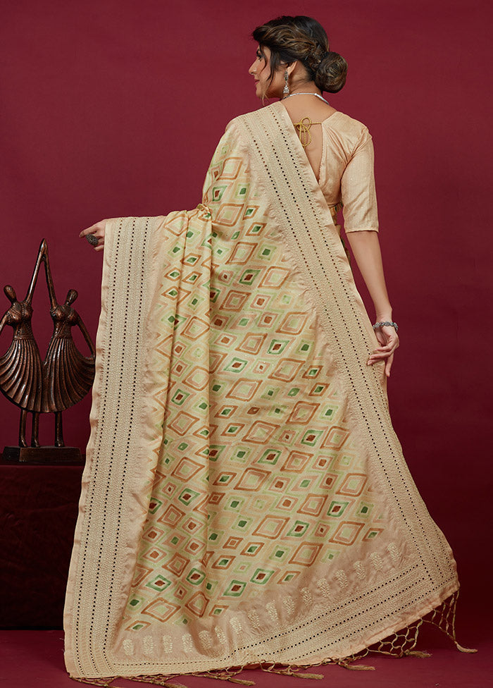 Beige Cotton Saree With Blouse Piece - Indian Silk House Agencies