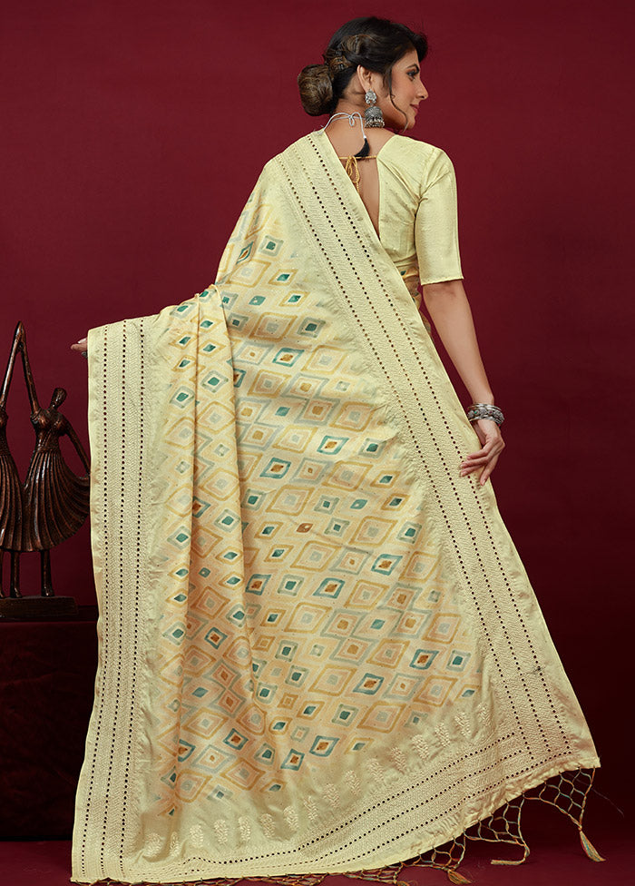 Yellow Cotton Saree With Blouse Piece - Indian Silk House Agencies