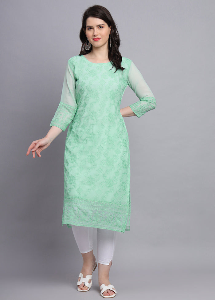 Sea Green Readymade Georgette Kurti