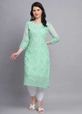 Sea Green Readymade Georgette Kurti - Indian Silk House Agencies