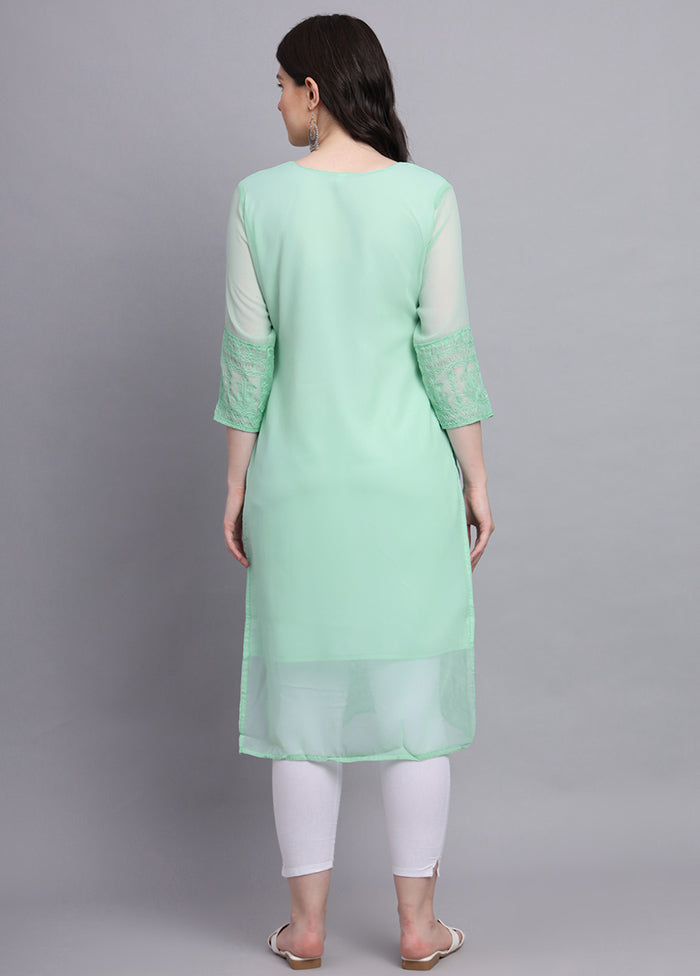 Sea Green Readymade Georgette Kurti