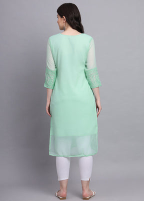 Sea Green Readymade Georgette Kurti - Indian Silk House Agencies