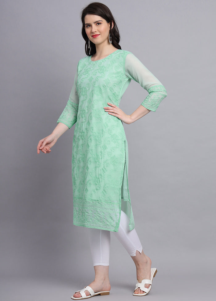 Sea Green Readymade Georgette Kurti