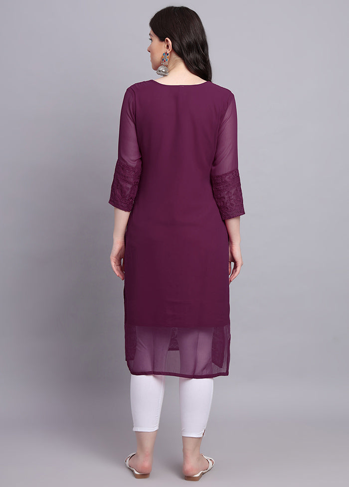 Wine Readymade Georgette Kurti