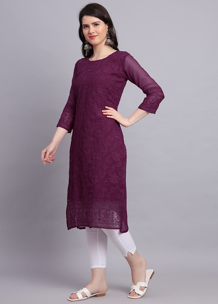 Wine Readymade Georgette Kurti