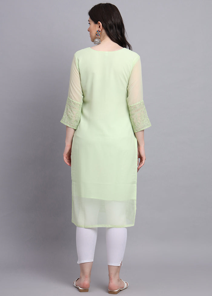 Pista Green Readymade Georgette Kurti - Indian Silk House Agencies