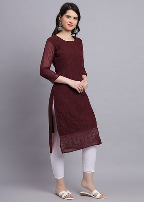 Maroon Readymade Georgette Kurti