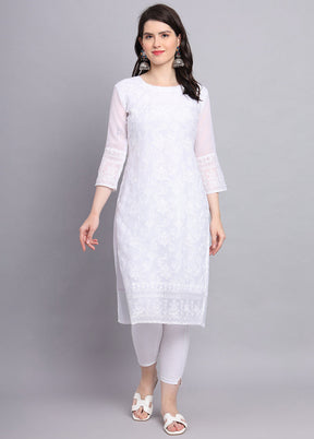 White Readymade Georgette Kurti - Indian Silk House Agencies