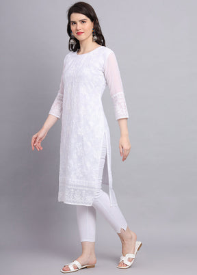 White Readymade Georgette Kurti - Indian Silk House Agencies