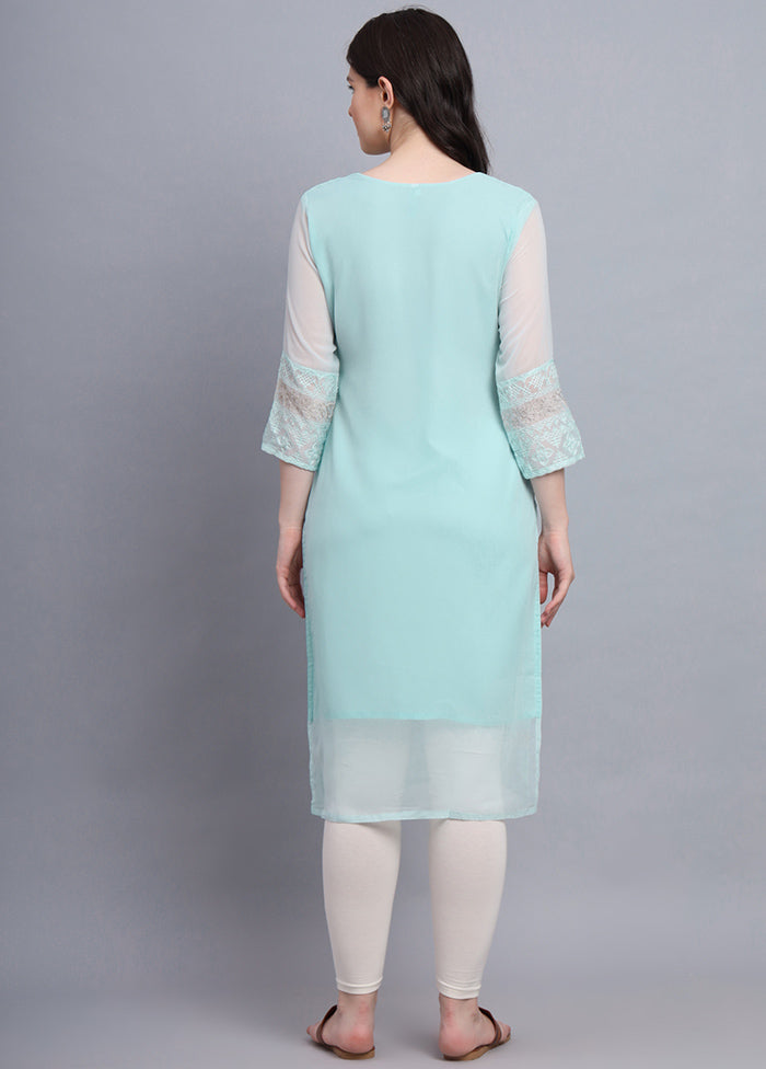 Sea Green Readymade Georgette Kurti