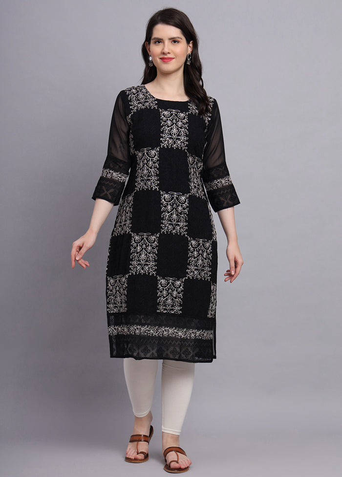 Black Readymade Georgette Kurti - Indian Silk House Agencies