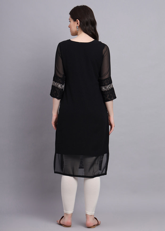 Black Readymade Georgette Kurti - Indian Silk House Agencies