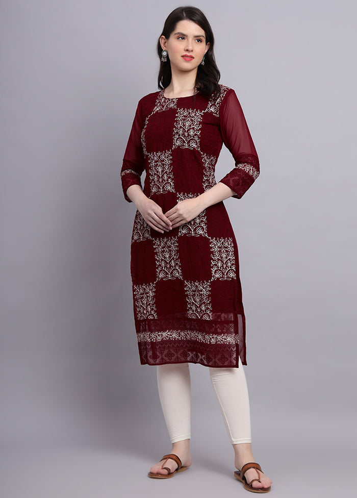 Maroon Readymade Georgette Kurti