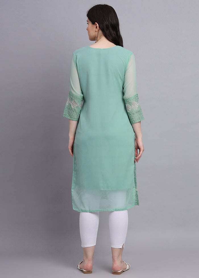 Sea Green Readymade Georgette Kurti