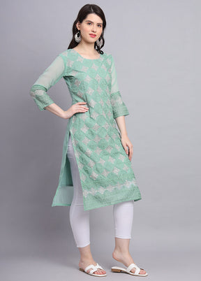 Sea Green Readymade Georgette Kurti