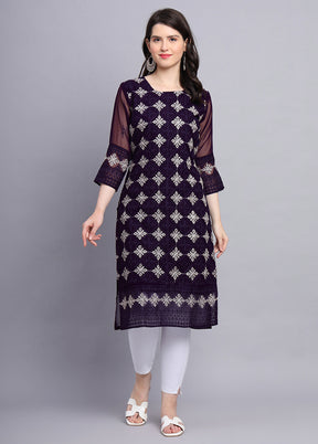 Purple Readymade Georgette Kurti