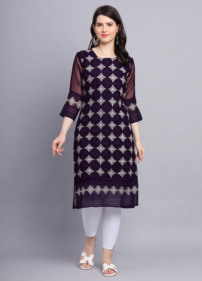 Purple Readymade Georgette Kurti - Indian Silk House Agencies