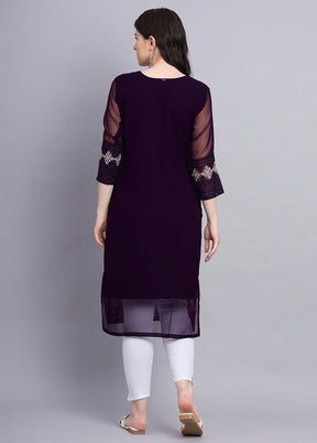 Purple Readymade Georgette Kurti