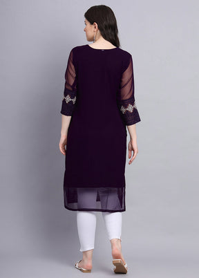 Purple Readymade Georgette Kurti - Indian Silk House Agencies