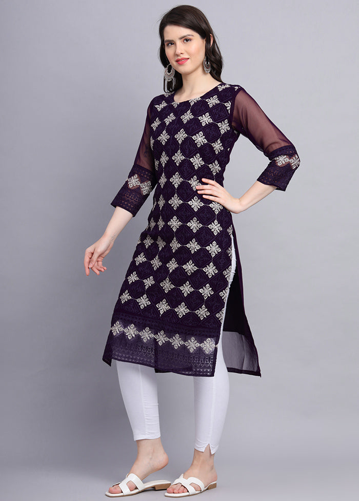 Purple Readymade Georgette Kurti