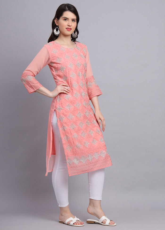 Pink Readymade Georgette Kurti - Indian Silk House Agencies