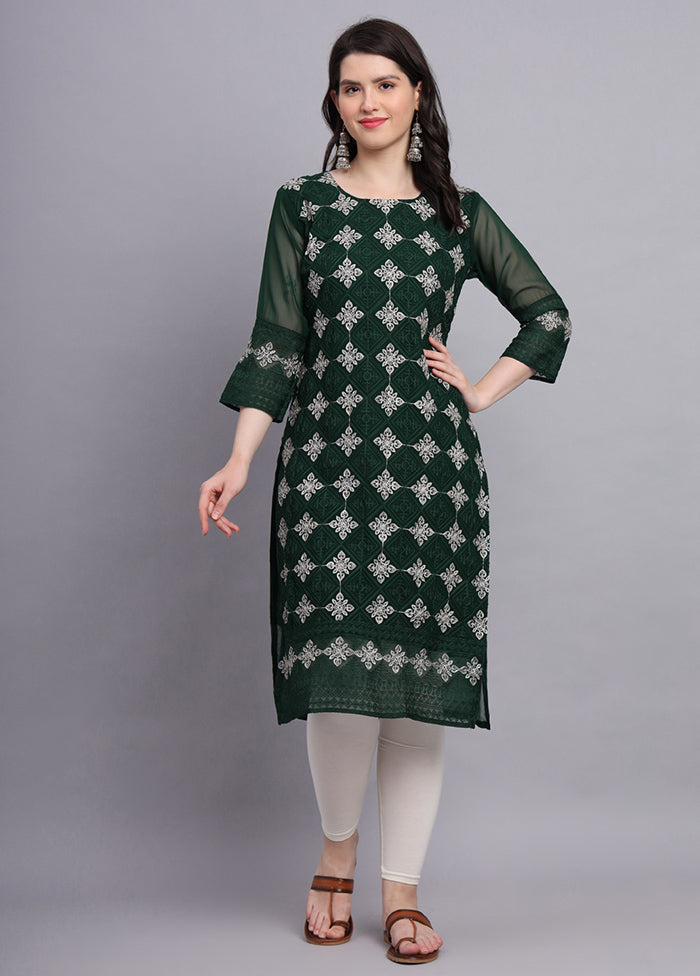 Green Readymade Georgette Kurti