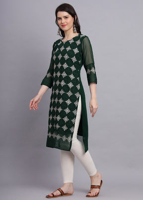 Green Readymade Georgette Kurti