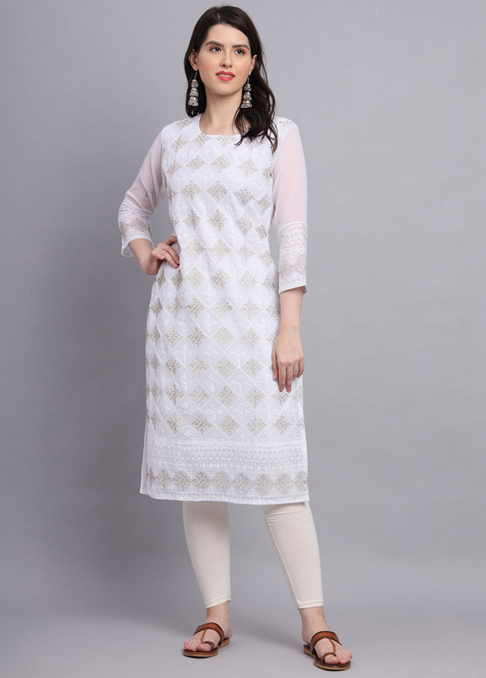 White Readymade Georgette Kurti - Indian Silk House Agencies