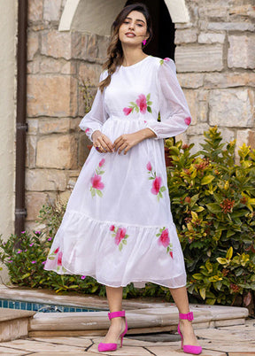 White Readymade Kota Cotton Kurti