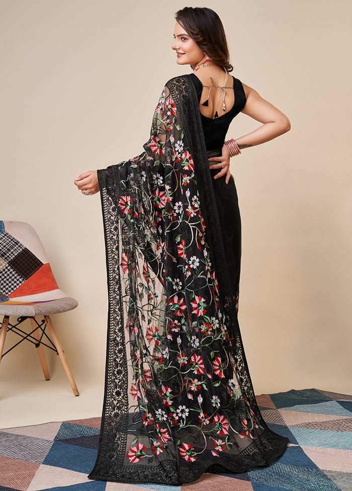 Black Net Saree With Blouse Piece - Indian Silk House Agencies