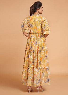 Yellow Readymade Georgette Kurti