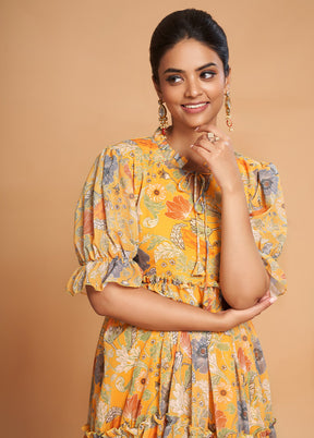 Yellow Readymade Georgette Kurti