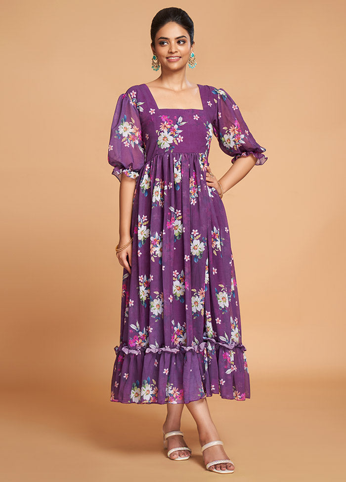 Purple Readymade Georgette Kurti