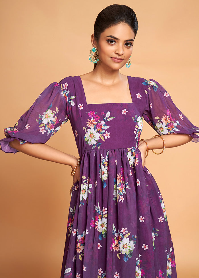 Purple Readymade Georgette Kurti