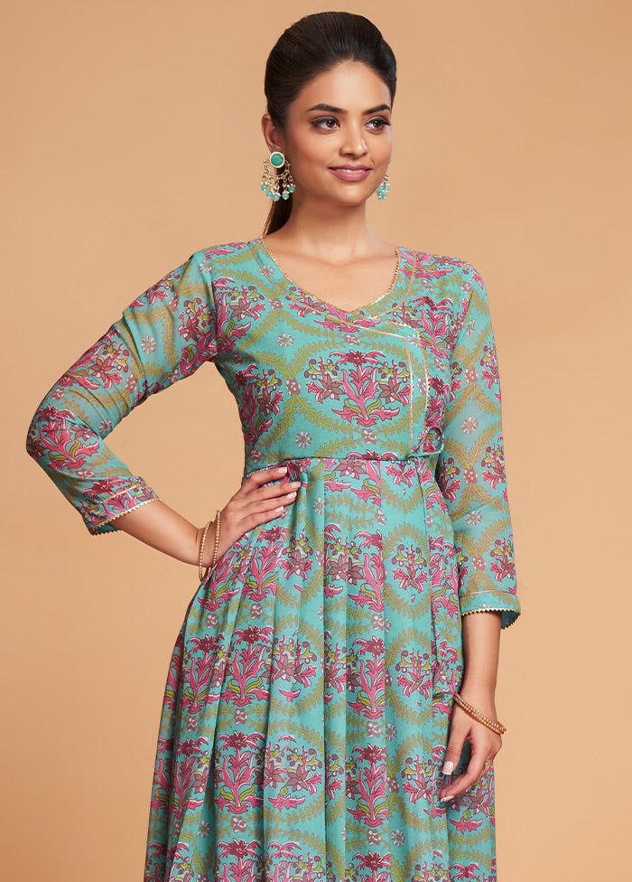 Sea Green Readymade Georgette Kurti