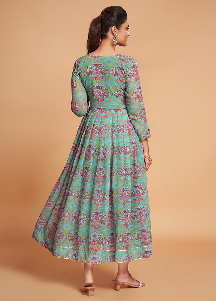 Sea Green Readymade Georgette Kurti