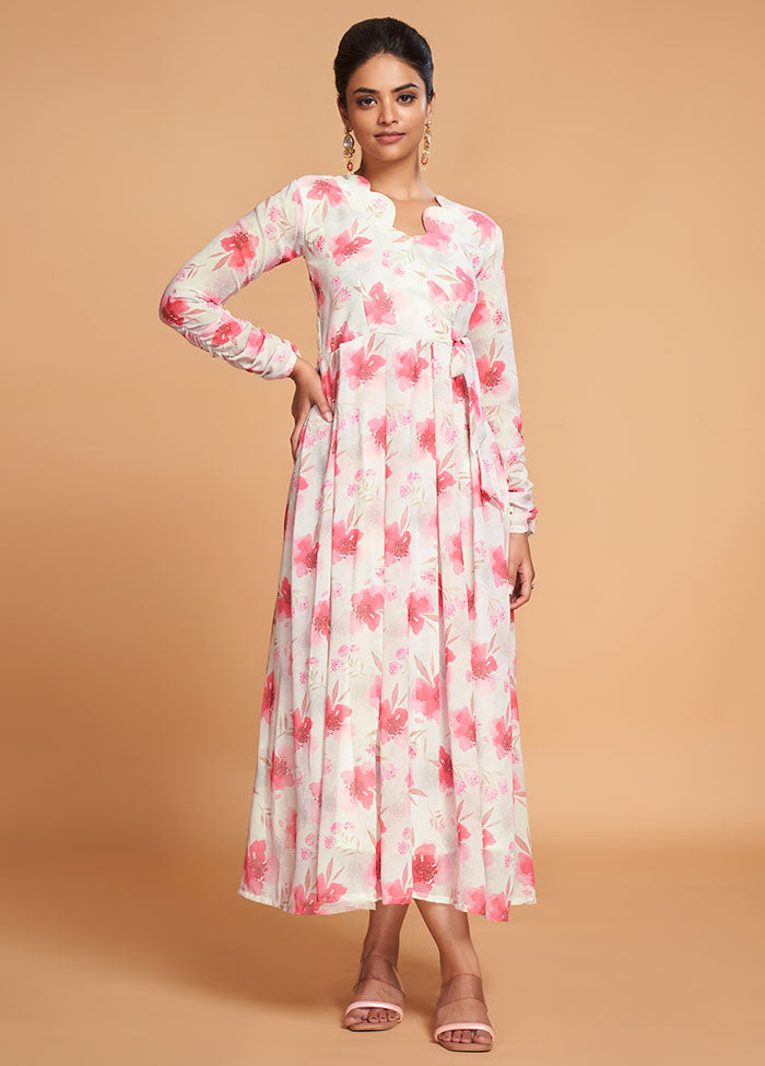 Off White Readymade Georgette Kurti