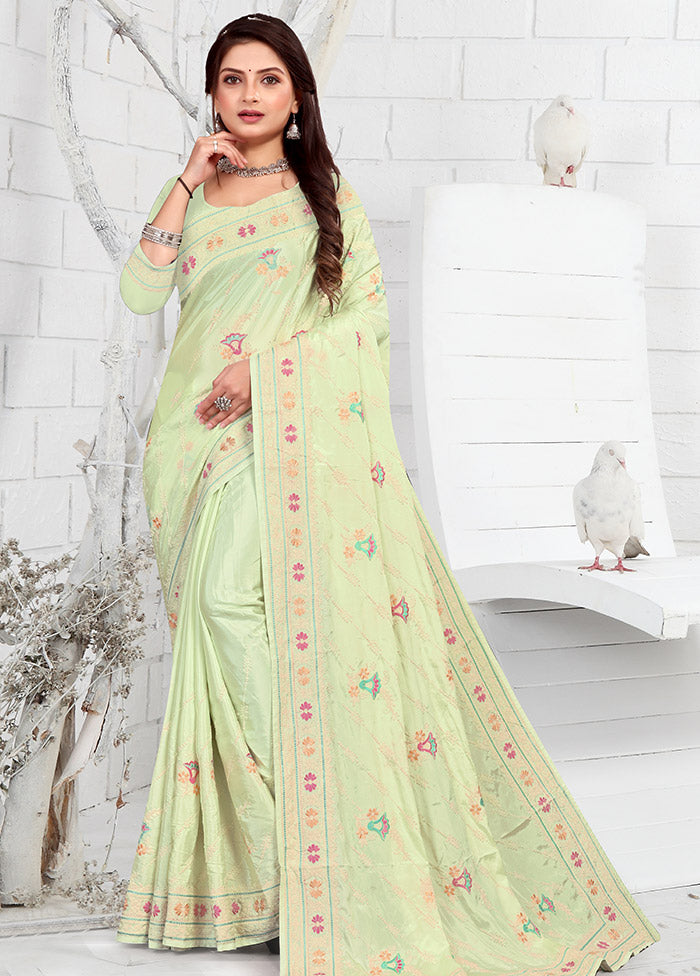 Pista Green Georgette Saree With Blouse Piece - Indian Silk House Agencies