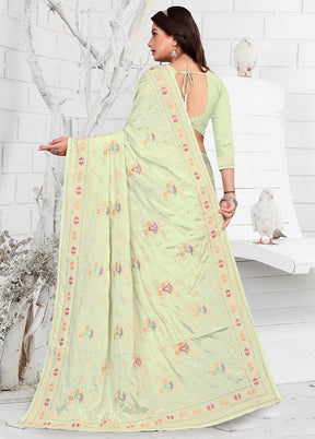 Pista Green Georgette Saree With Blouse Piece - Indian Silk House Agencies