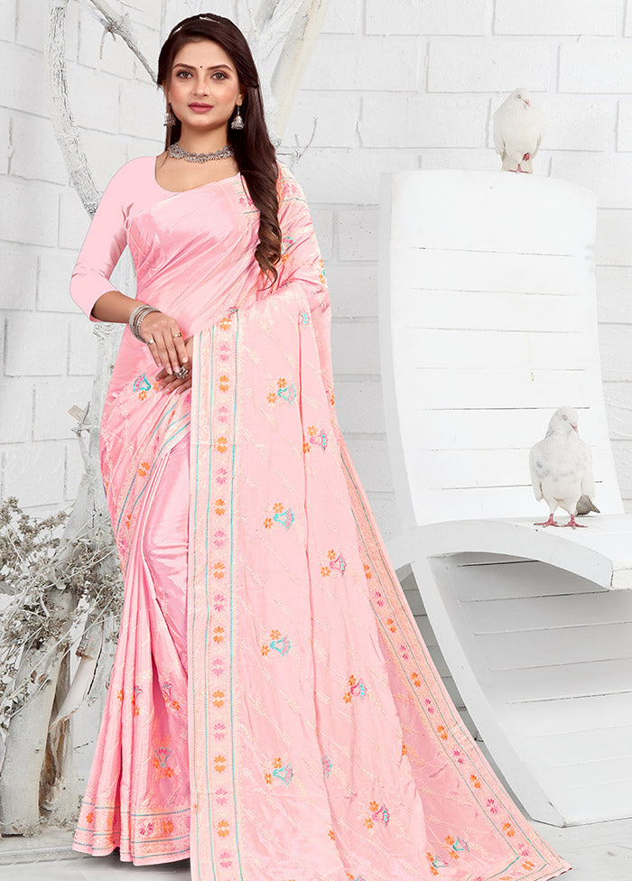 Pink Georgette Saree With Blouse Piece - Indian Silk House Agencies